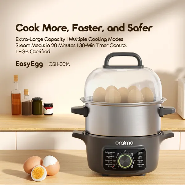oraimo EasyEgg Double-layer electric egg Egg Steamer - Sikela Store