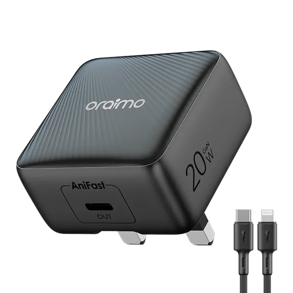 oraimo PowerCube 20 Chic 20W GaN Wall Charger Kit with Type-C to Type-C Cable - Sikela Store
